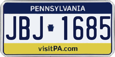 PA license plate JBJ1685