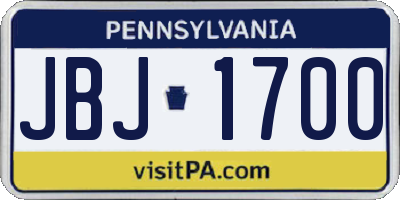 PA license plate JBJ1700