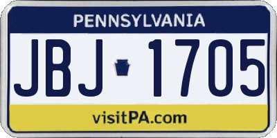 PA license plate JBJ1705