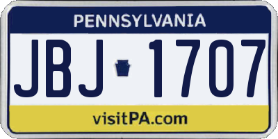 PA license plate JBJ1707