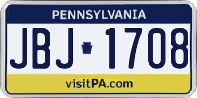 PA license plate JBJ1708