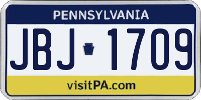 PA license plate JBJ1709