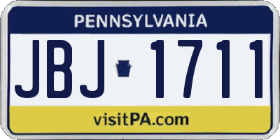 PA license plate JBJ1711