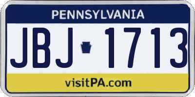 PA license plate JBJ1713