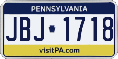 PA license plate JBJ1718
