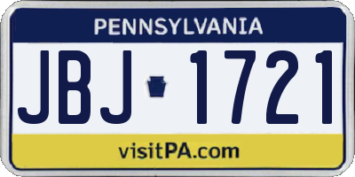 PA license plate JBJ1721