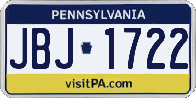 PA license plate JBJ1722