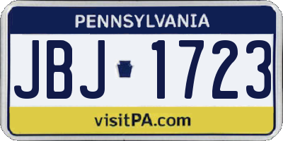 PA license plate JBJ1723