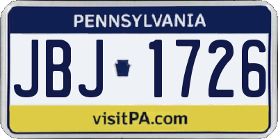 PA license plate JBJ1726