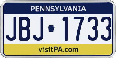 PA license plate JBJ1733