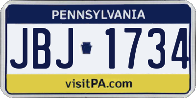 PA license plate JBJ1734