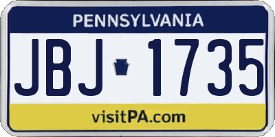 PA license plate JBJ1735