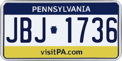 PA license plate JBJ1736