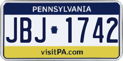 PA license plate JBJ1742