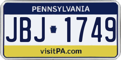 PA license plate JBJ1749