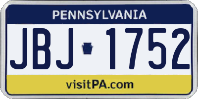 PA license plate JBJ1752