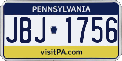 PA license plate JBJ1756