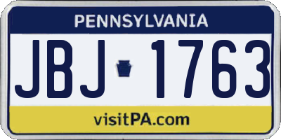 PA license plate JBJ1763