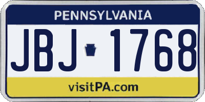 PA license plate JBJ1768