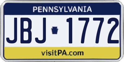 PA license plate JBJ1772