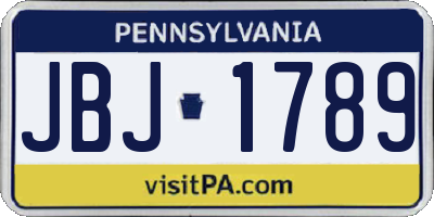 PA license plate JBJ1789