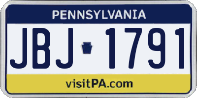 PA license plate JBJ1791