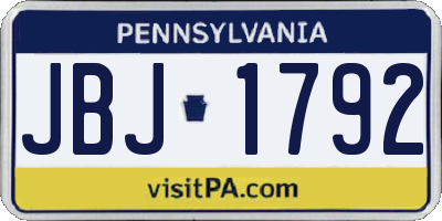 PA license plate JBJ1792