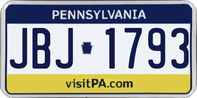 PA license plate JBJ1793