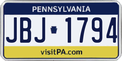 PA license plate JBJ1794