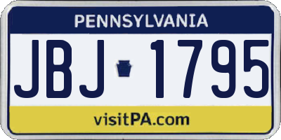 PA license plate JBJ1795