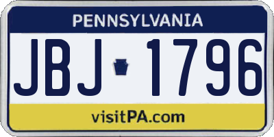 PA license plate JBJ1796