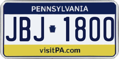 PA license plate JBJ1800
