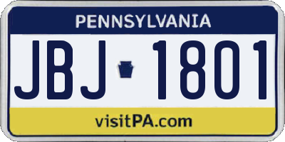 PA license plate JBJ1801