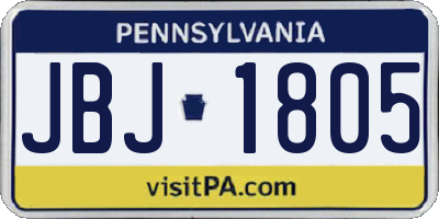 PA license plate JBJ1805