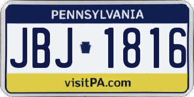 PA license plate JBJ1816