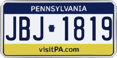 PA license plate JBJ1819