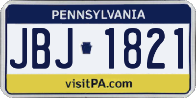 PA license plate JBJ1821