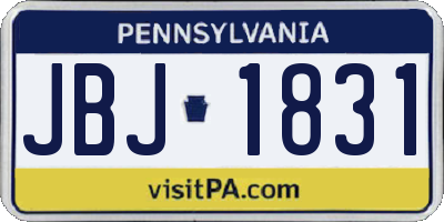 PA license plate JBJ1831