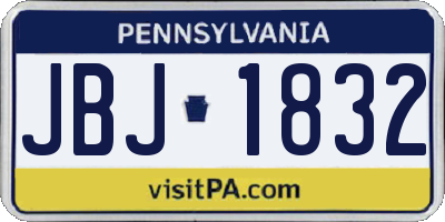 PA license plate JBJ1832