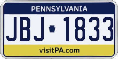 PA license plate JBJ1833