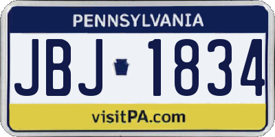 PA license plate JBJ1834