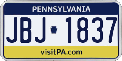 PA license plate JBJ1837