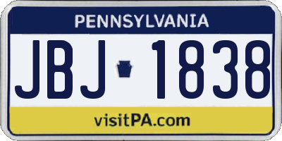 PA license plate JBJ1838