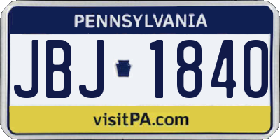 PA license plate JBJ1840