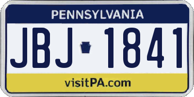 PA license plate JBJ1841
