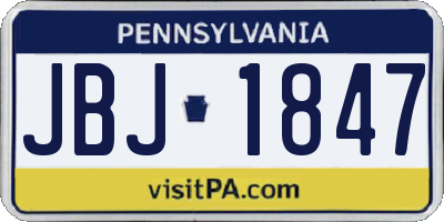 PA license plate JBJ1847