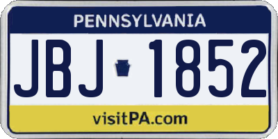 PA license plate JBJ1852