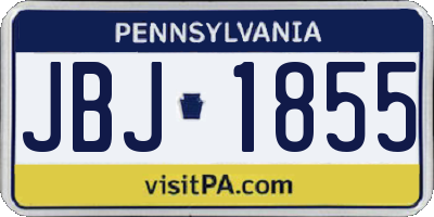 PA license plate JBJ1855