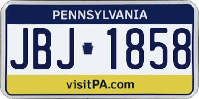 PA license plate JBJ1858