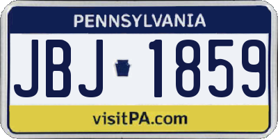 PA license plate JBJ1859